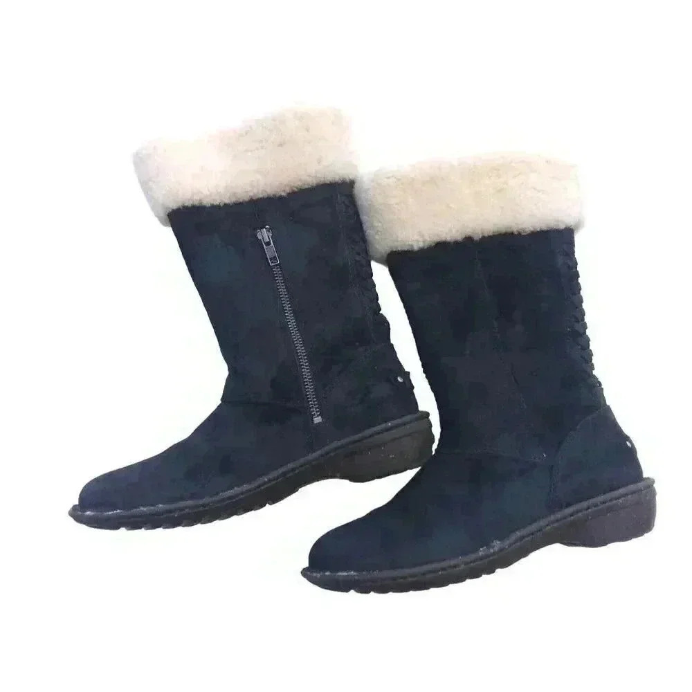 UGG Australia Women KARYN Suede Winter Boots Shoes Black Sz 6